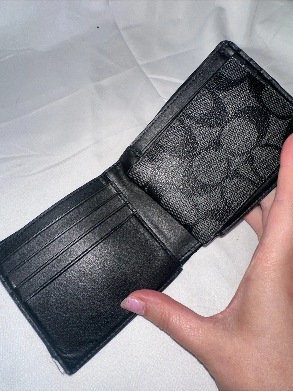 Coach Men’s Signature C Black Charcoal Bifold ID Wallet